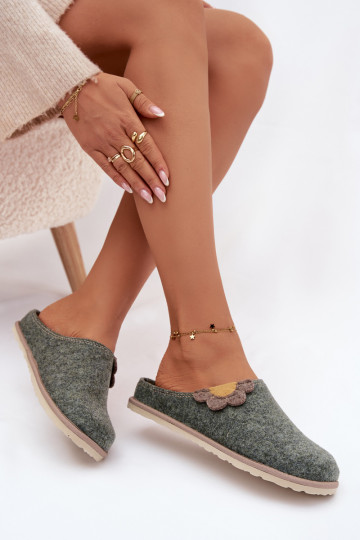 Pantofole Femminile Con un fiore Inblu CS000043 colore verde