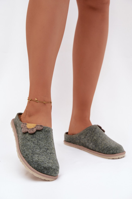 Pantofole Femminile Con un fiore Inblu CS000043 colore verde