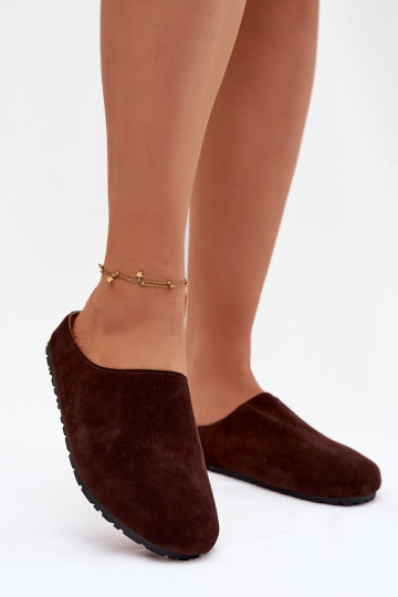 Pantofole Femminilein ecopelle scamosciatau CzekoladoAe Kalvess 2
