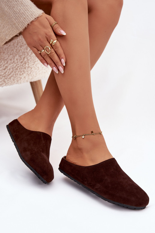 Pantofole Femminilein ecopelle scamosciatau CzekoladoAe Kalvess