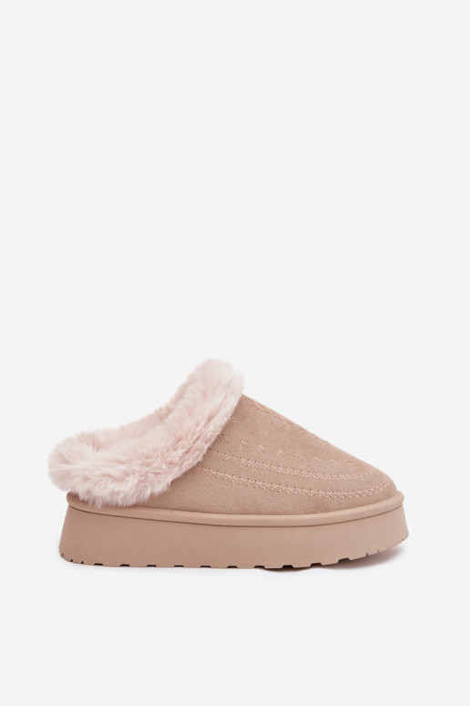 Stivali da neve Femminile con una piattaforma con una pelliccia I Przeszyciami colore avorio Arelina