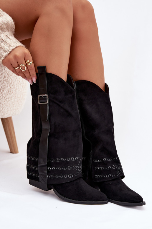 stivali stile coAboy Femminile Con decorazione I con fibbie colore nero Camilora