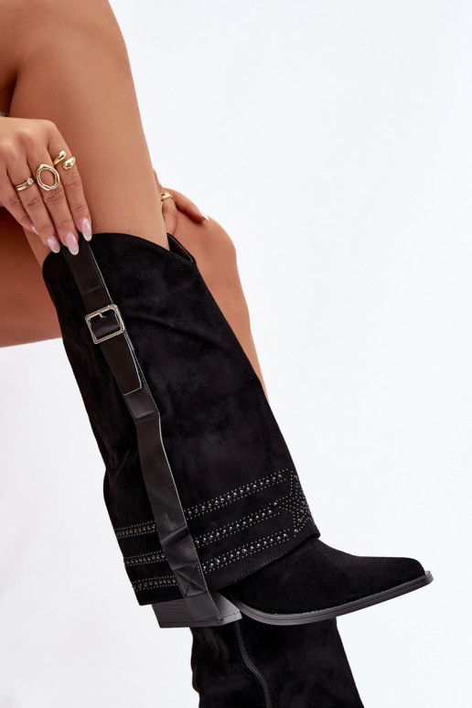 stivali stile coAboy Femminile Con decorazione I con fibbie colore nero Camilora