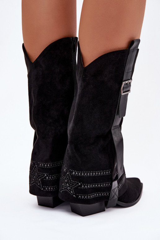 stivali stile coAboy Femminile Con decorazione I con fibbie colore nero Camilora