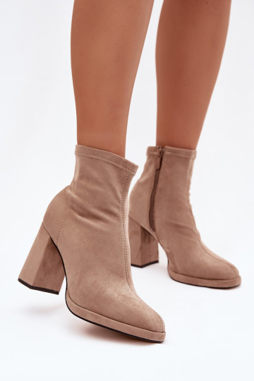 Stivaletti color sabbia da donna in suede sintetico con tacchi Karvella 2