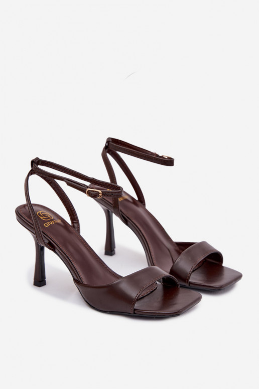 Sandali da donna con tacchi sottili Eko Pelle CzekoladoAe Brisora