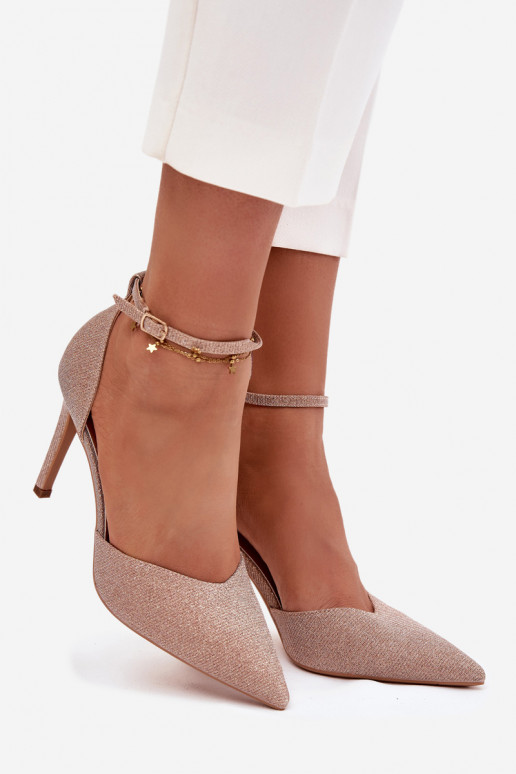 Scarpe lucide con i tacchi alti con cinghie Szampańskie Joranne