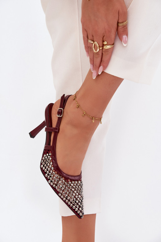 scarpe col tacco alto con rivetti Borgogna Selinna