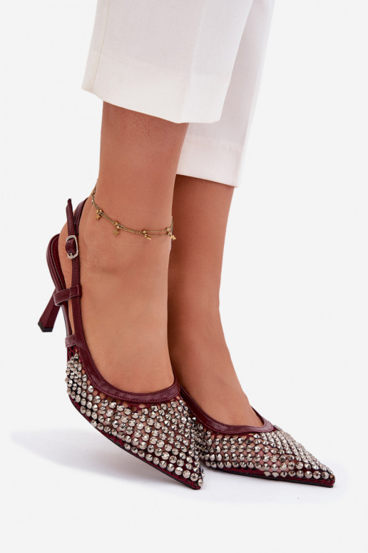 scarpe col tacco alto con rivetti Borgogna Selinna