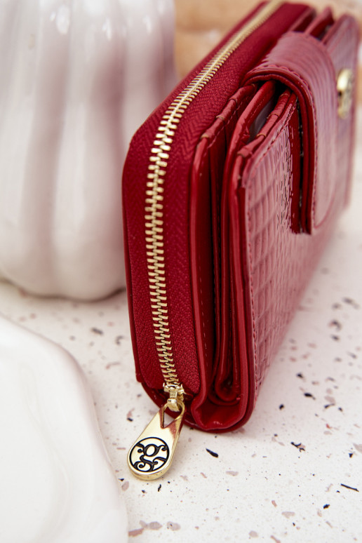 laccato Portafoglio da donna con un impronta colore rosso Rivonna