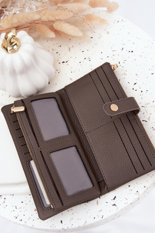 Portafoglio da donna in ecopelle grande colore grigio Gilessa