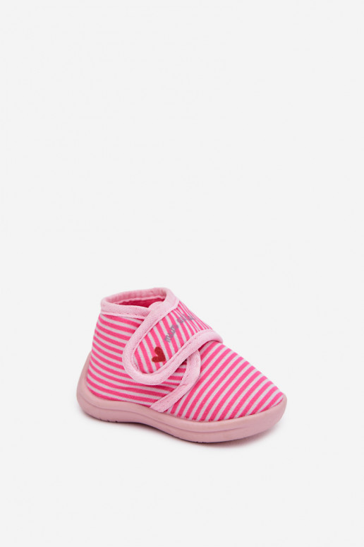Pantofole Infantile con chiusure adesive con strisce colore rosa Lavelle