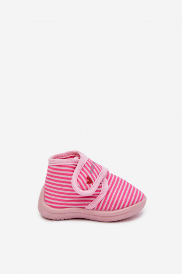 Pantofole Infantile con chiusure adesive con strisce colore rosa Lavelle 2