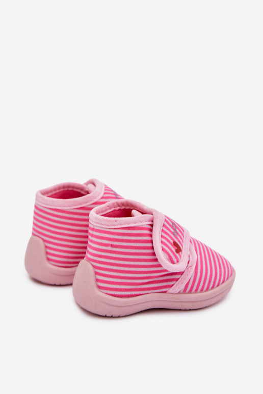 Pantofole Infantile con chiusure adesive con strisce colore rosa Lavelle