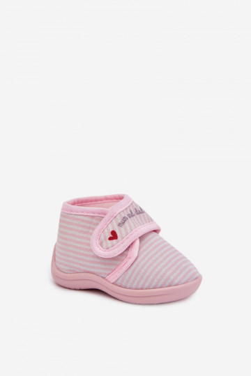 Pantofole rosa chiaro per bambino con chiusura adesiva e strisce Lavelle