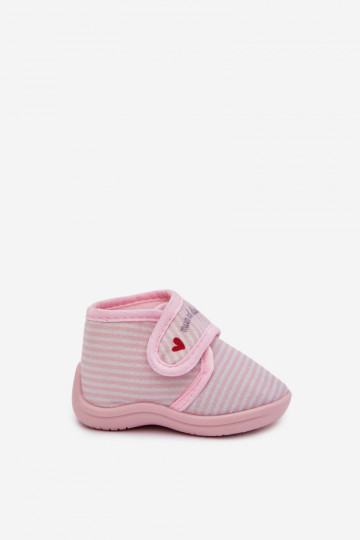 Pantofole rosa chiaro per bambino con chiusura adesiva e strisce Lavelle 2