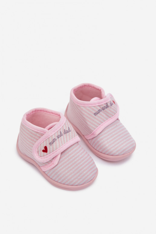 Pantofole Infantile con chiusure adesive con strisce Tonalità rosa chiaro Lavelle