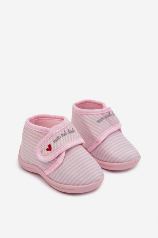 Pantofole Infantile con chiusure adesive con strisce Tonalità rosa chiaro Lavelle