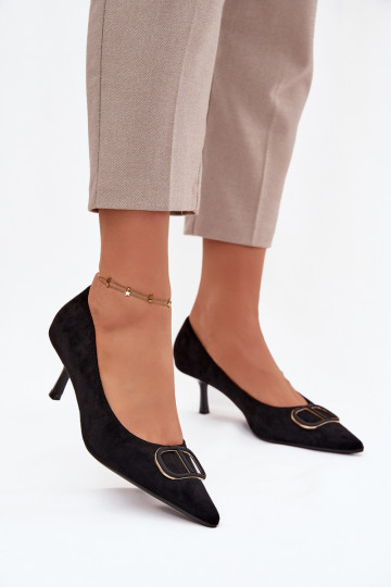 Scarpe con tacco alto da donna con dettagli eleganti, nere Amelora