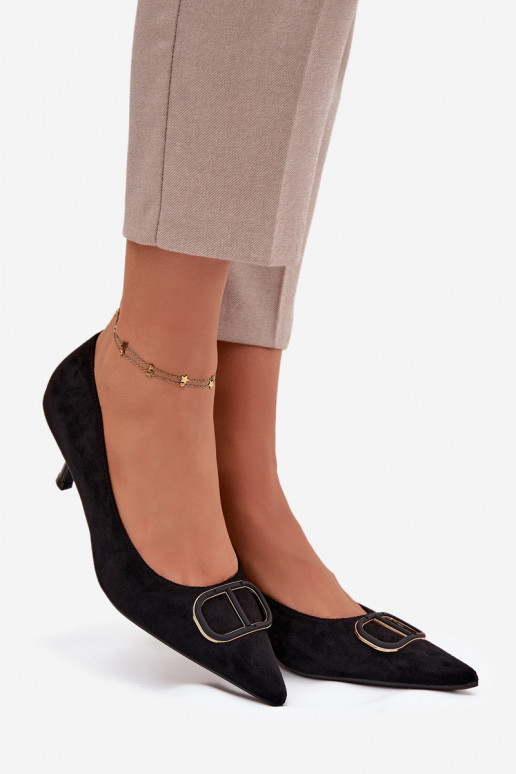 Scarpe con tacco alto da donna con dettagli eleganti, nere Amelora