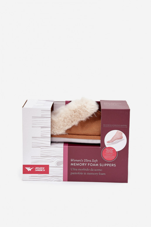 Pantofole da donna con pelliccia, marroni "Delissa"