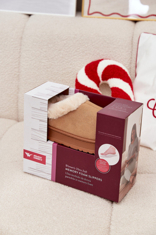 Pantofole da donna con pelliccia, marroni "Eveline"