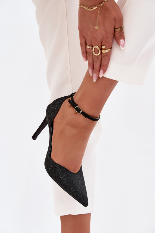 Décolleté scintillanti con cinturini, colore nero Joranne