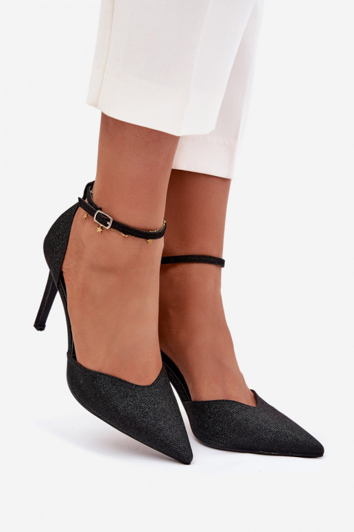 Décolleté scintillanti con cinturini, colore nero Joranne