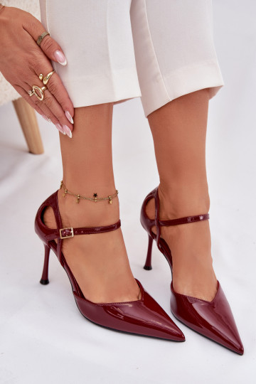 Décolleté verniciate con cinturini, colore bordeaux Tarilin 2