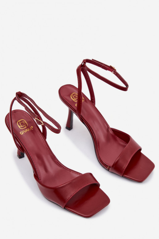Sandali alti bordeaux da donna con tacchi sottili in pelle sintetica Brisora
