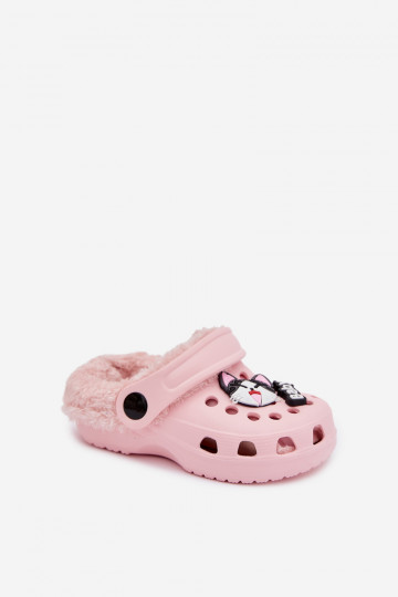 Pantofole per bambini calde con pelliccia interna, color rosa "Cerelle"