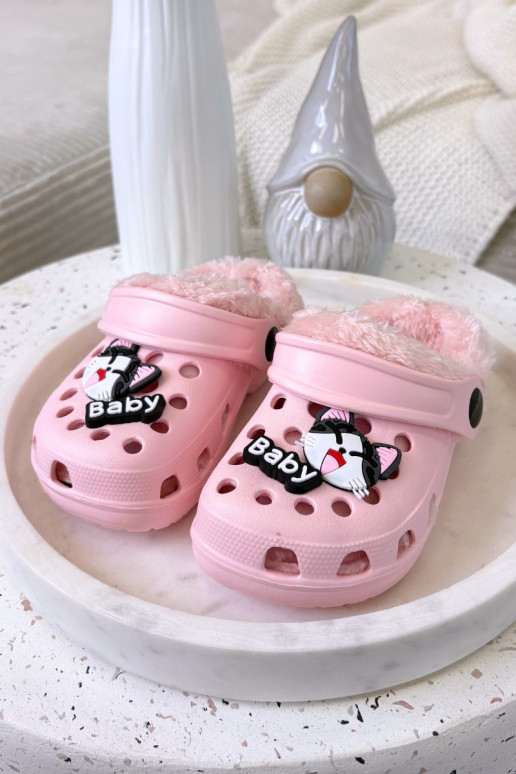 Pantofole per bambini calde con pelliccia interna, color rosa "Cerelle"