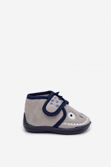 Pantofole grigie per bambini con velcro "Jeselle" 2