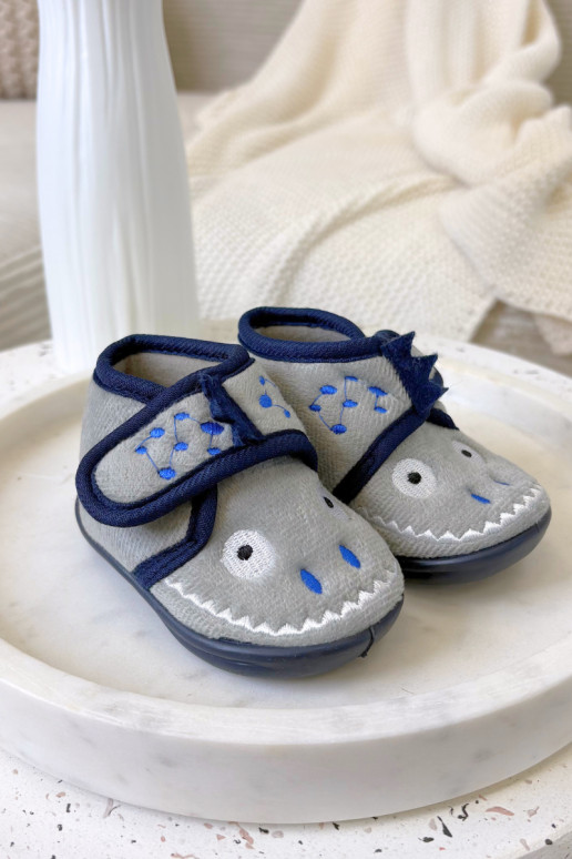 Pantofole grigie per bambini con velcro "Jeselle"