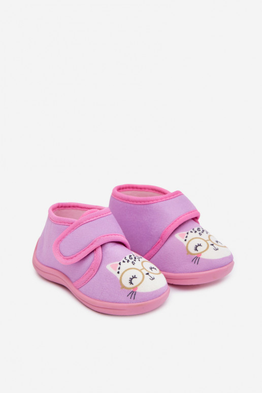 Pantofole viola per bambini con velcro "Katline"