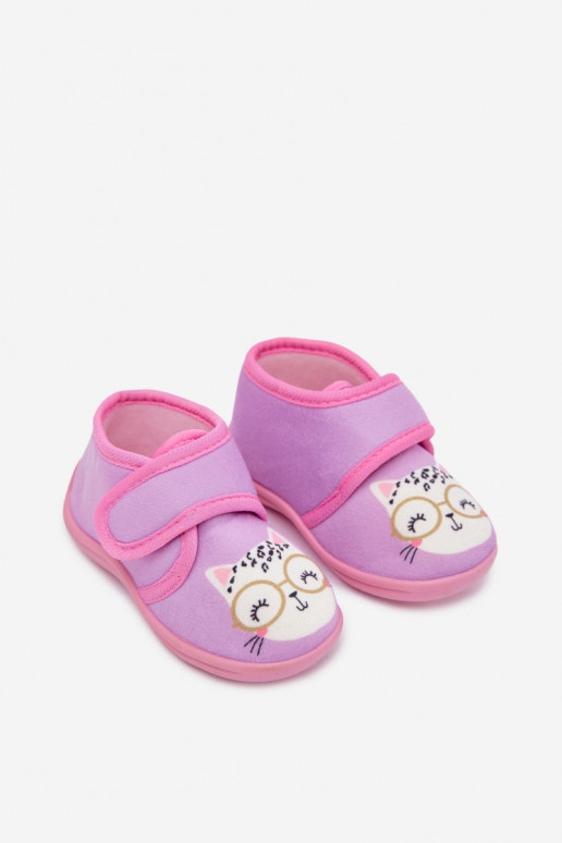 Pantofole viola per bambini con velcro "Katline"