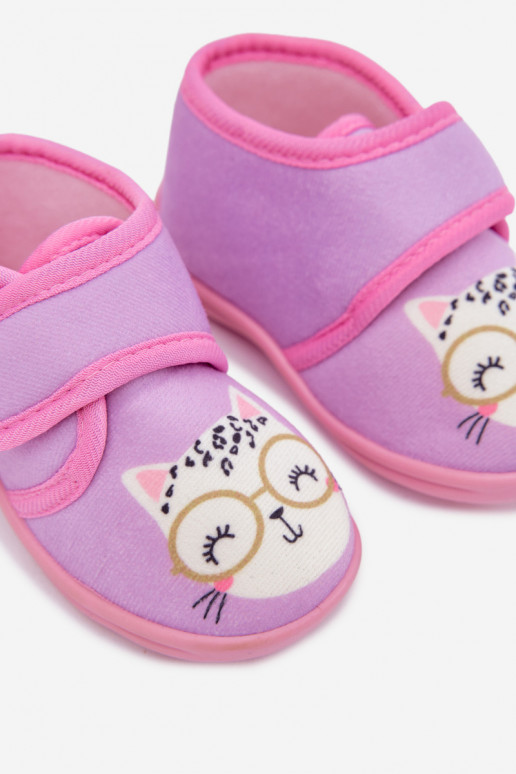 Pantofole viola per bambini con velcro "Katline"