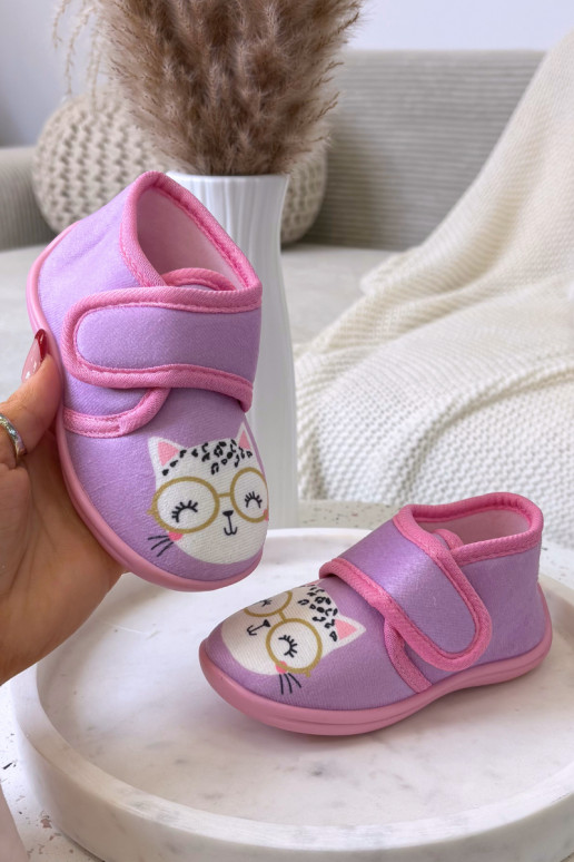 Pantofole viola per bambini con velcro "Katline"