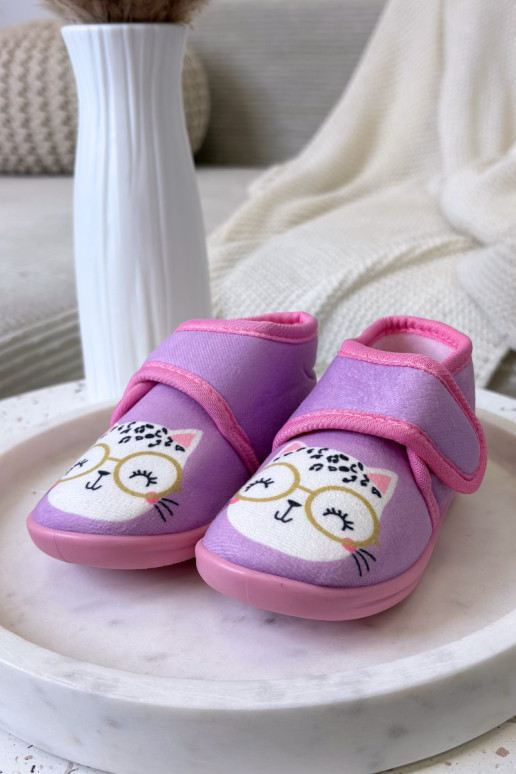 Pantofole viola per bambini con velcro "Katline"