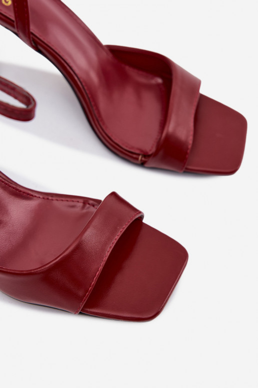 Sandali alti bordeaux da donna con tacchi sottili in pelle sintetica Brisora