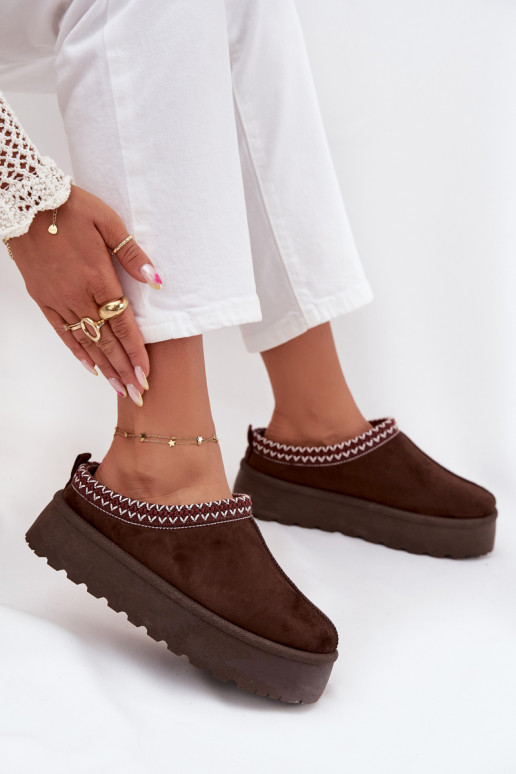 Basso Stivali da neve FemminileHaftem con una piattaforma CzekoladoAe Abilitatorirya