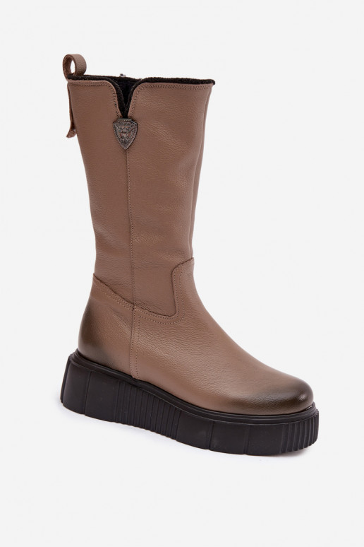 Zazoo 70121 Pelle Femminile stivali Con Vilnius beige