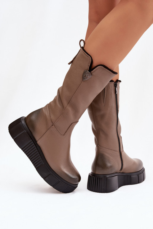 Zazoo 70121 Pelle Femminile stivali Con Vilnius beige