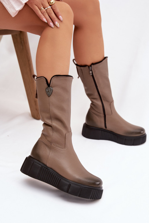 Zazoo 70121 Pelle Femminile stivali Con Vilnius beige