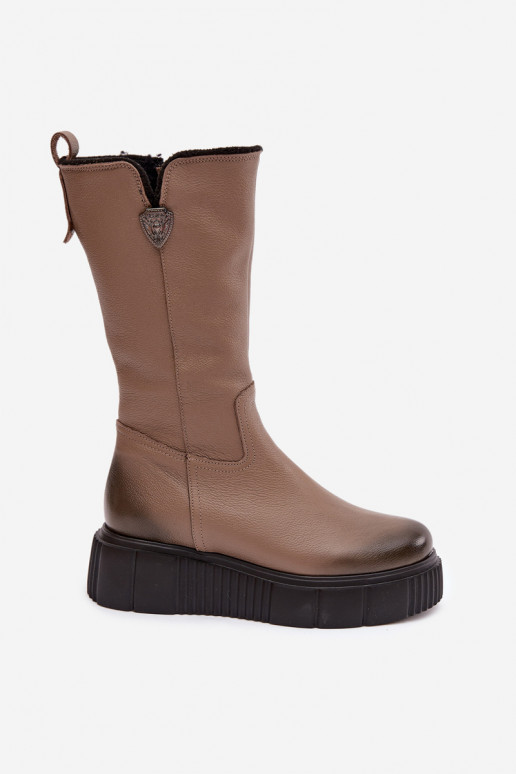 Zazoo 70121 Pelle Femminile stivali Con Vilnius beige