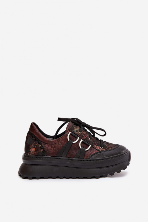 Pelle Scarpe modello sneakers Femminile con una piattaforma Deveciejka 06562-25 CzekoladoAe