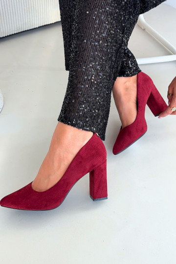 Scarpe in camoscio con tacco Sergio Leone PB216, color bordeaux