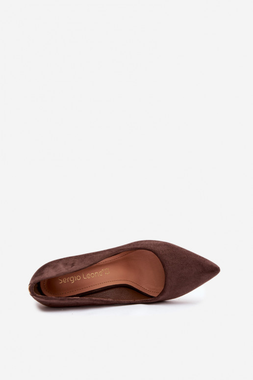 Scarpe scamosciate con i tacchi Sergio Leone PB216 CzekoladoAe
