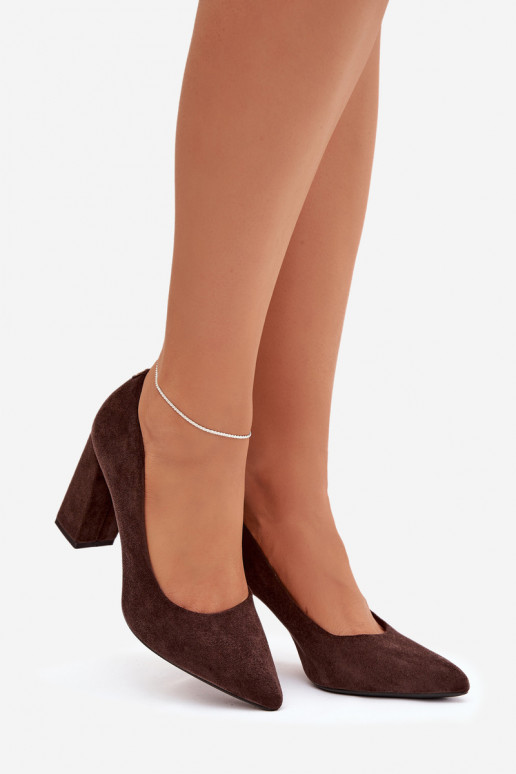 Scarpe scamosciate con i tacchi Sergio Leone PB216 CzekoladoAe