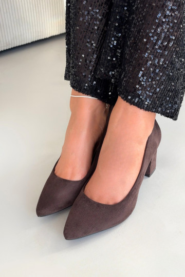 Scarpein ecopelle scamosciatau con i tacchi Sergio Leone PB414 CzekoladoAe 2